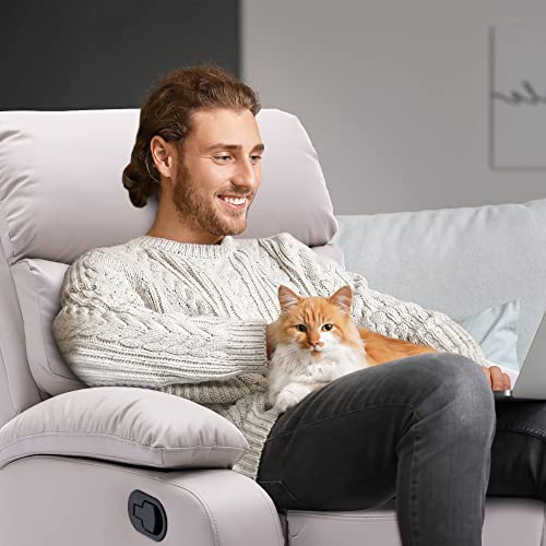 Manual Leather Recliner Chair, Small Recliner chair with Tech- leather, Lazy Boy Recliner Chair for Bedroom, Livingroom, RV, Beige