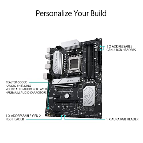 ASUS Prime B550-PLUS AMD AM4 Zen 3 Ryzen 5000 & 3rd Gen Ryzen ATX Motherboard (PCIe 4.0, ECC Memory, 1Gb LAN, HDMI 2.1, DisPlayPort 1.2 (4K@60HZ), Addressable Gen 2 RGB Header and Aura Sync).