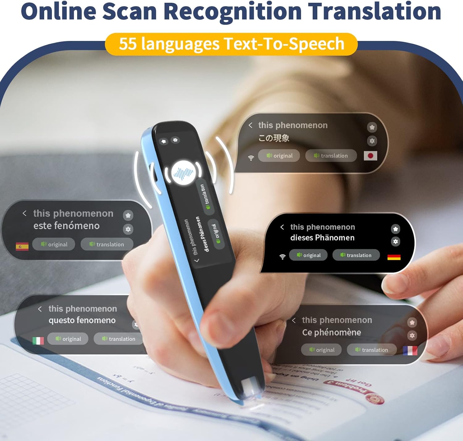 ScanReader Pen, NEWYES Scanning Pen Language Translator Device OCR Digital Reading Pen Support Text&Phonetic Multilingual Translation (Pen 3.0)