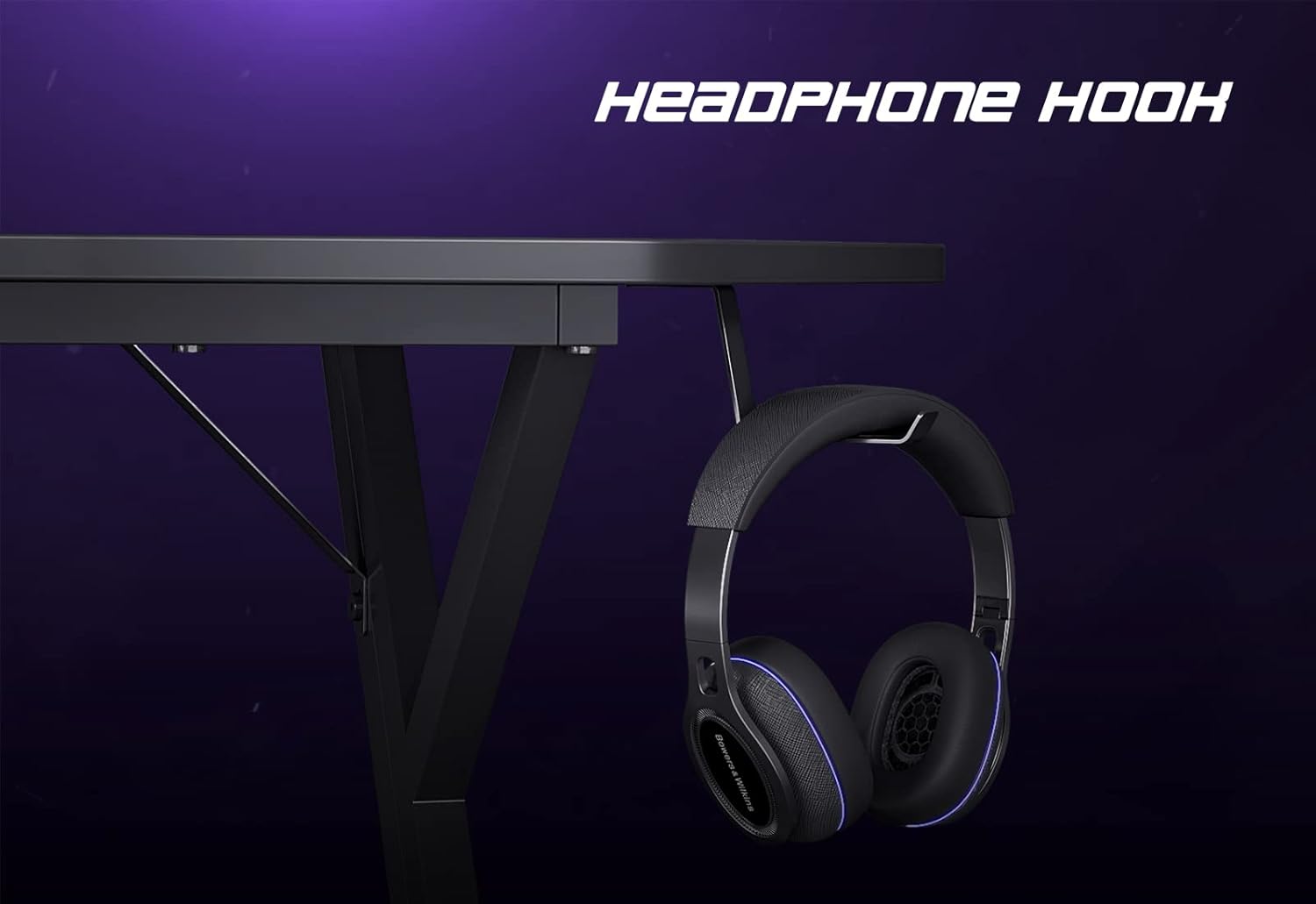 CubiCubi Luna Gaming Desk 47 inch Gamer Workstation, Home Computer Carbon Fiber Surface Gaming Desk PC Table with Cable Tray and Headphone Hook