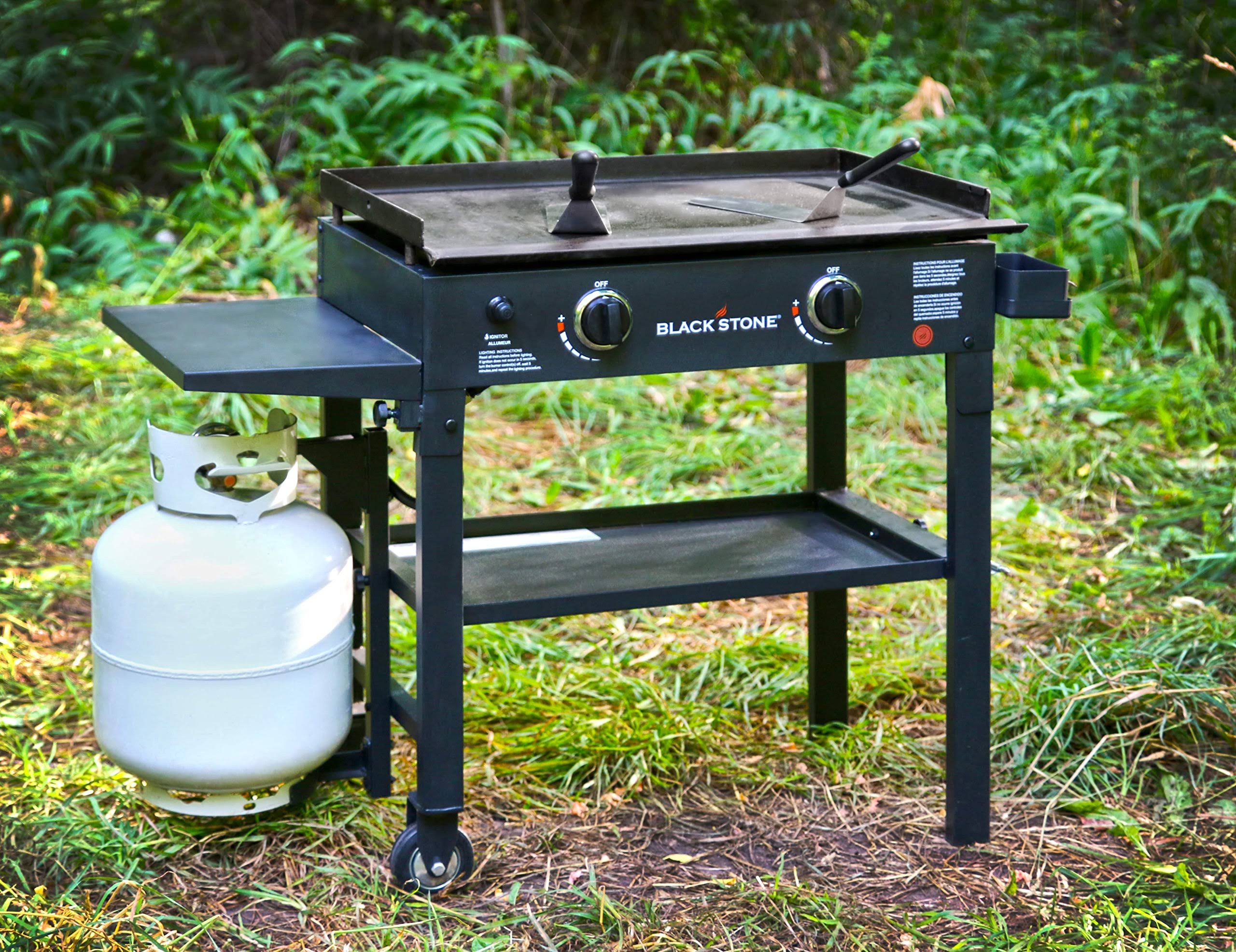 Blackstone 28 in 2-Burner Propane Gas Grill in Black with Griddle Top