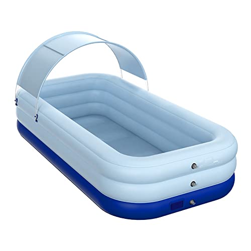 Outdoor Swimming Pools Summer Water Party with Slide for Children Water Splash Pool Suitable for Over 3 Years Old,Blue-2.6M