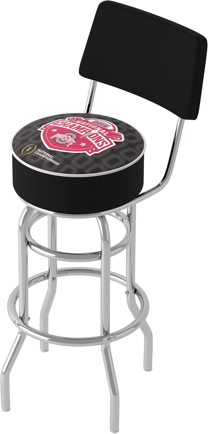 Bar Stool - Ohio State University National Champions Black Stool with Foam Padded Seat and Back - Swivel Chair for Game Room, Garage, or Home Bar by Trademark Gameroom