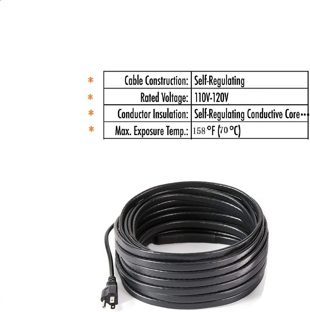 H&G lifestyles Roof Snow De-Icing Heating Cable Self-Regulating-Plug-in Ready Heat Cable 140 feet 8 Watts Per Foot