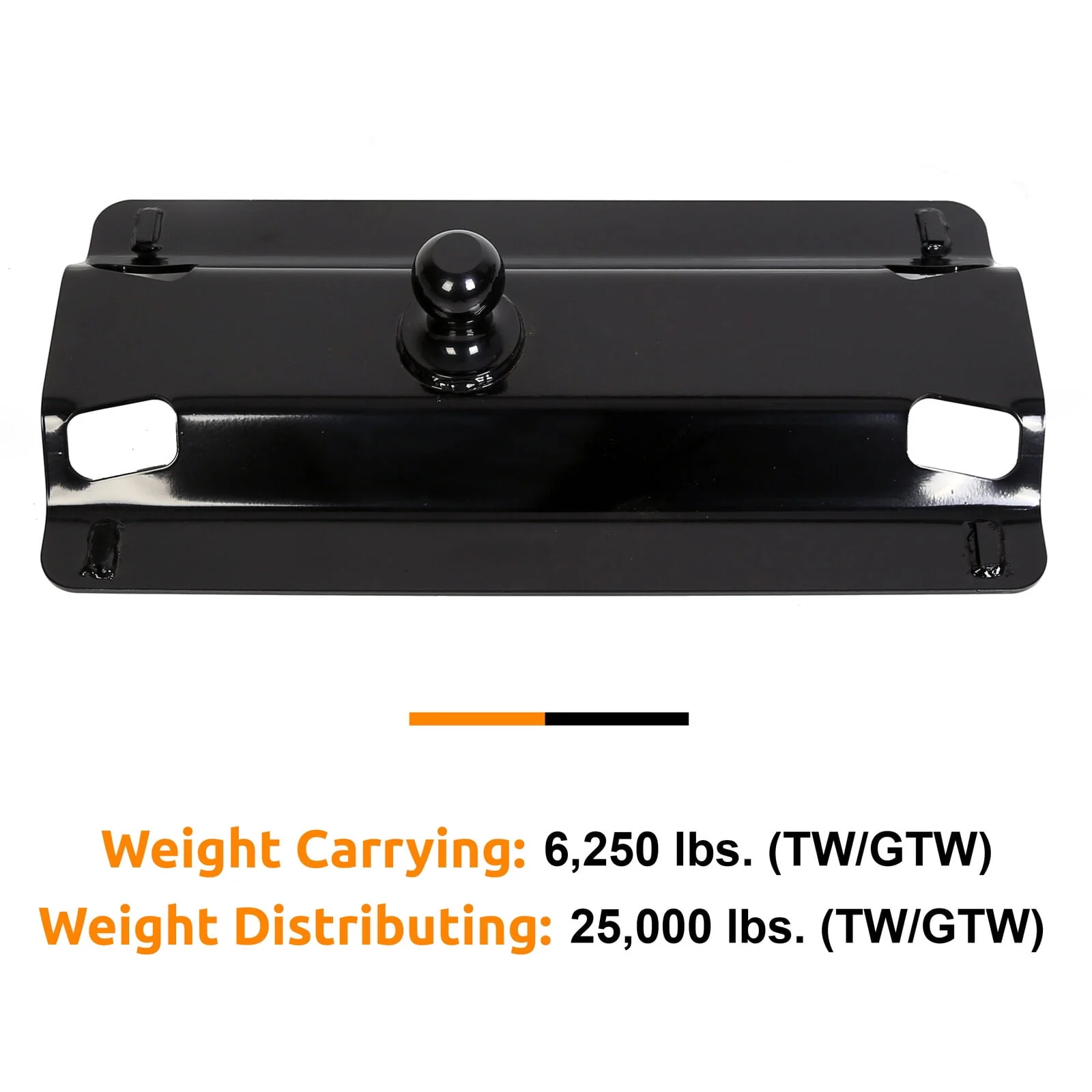 Kojem Universal Gooseneck Hitch Ball Adapter Plate for Standard 5th Fifth Wheel Rails for Pickup Truck Bed Tow 25,000 lbs 2-5/16-Inch Hitch Ball