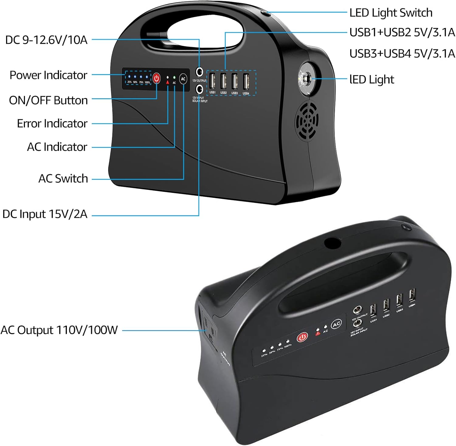 Enginstar Portable Power Station 120Wh, 100W Solar Generator, 40W Solar Panel, Carrying Case Storage Box for Power Station,Portable Backup Lithium Battery Pack Bank Picnic Camping Wild Fishing Hunting