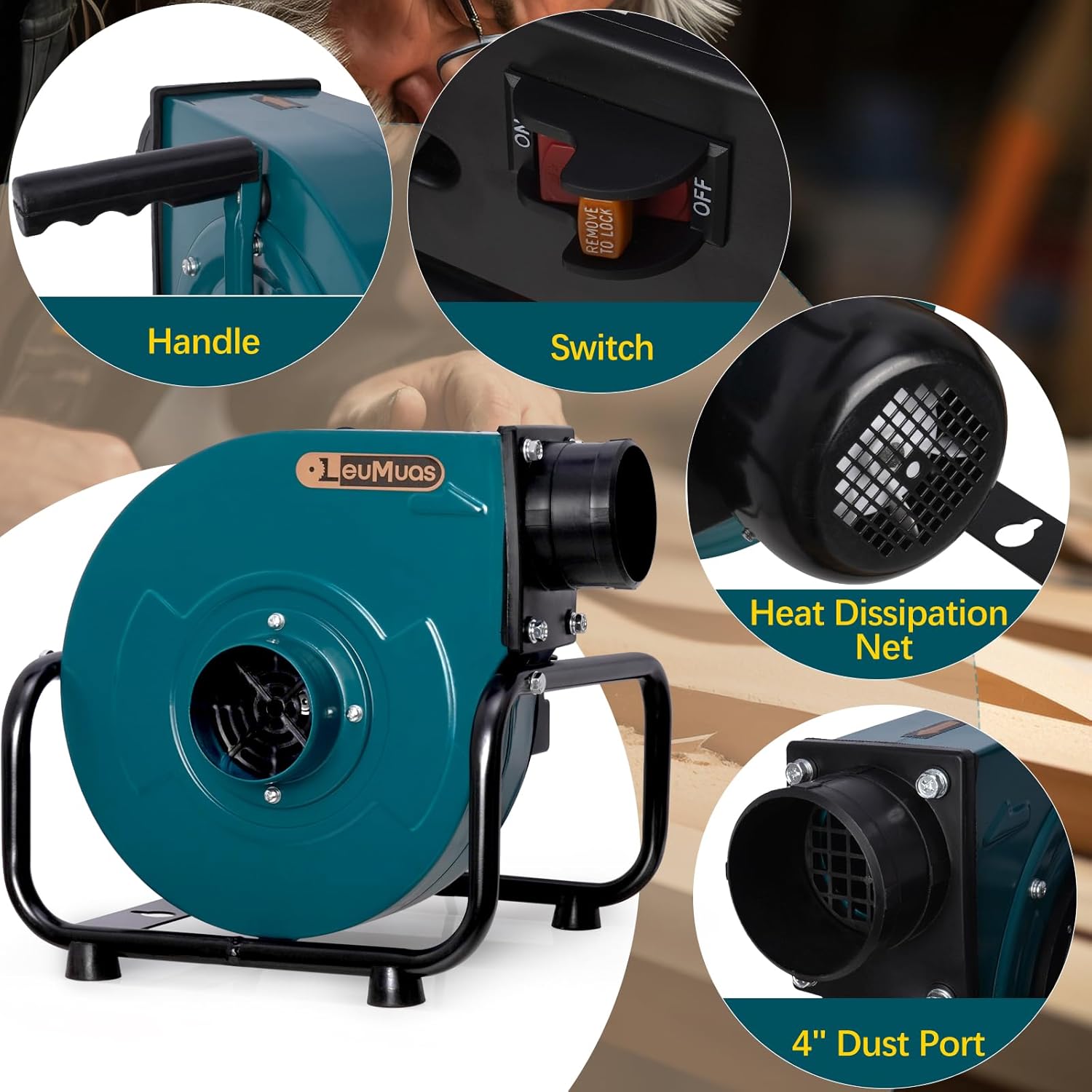 Dust Collector 1HP 600CFM Induction Motor Wall Mount Dust Collectors for Woodworking 13 Gallon Bag 30 Micron Dust Collection