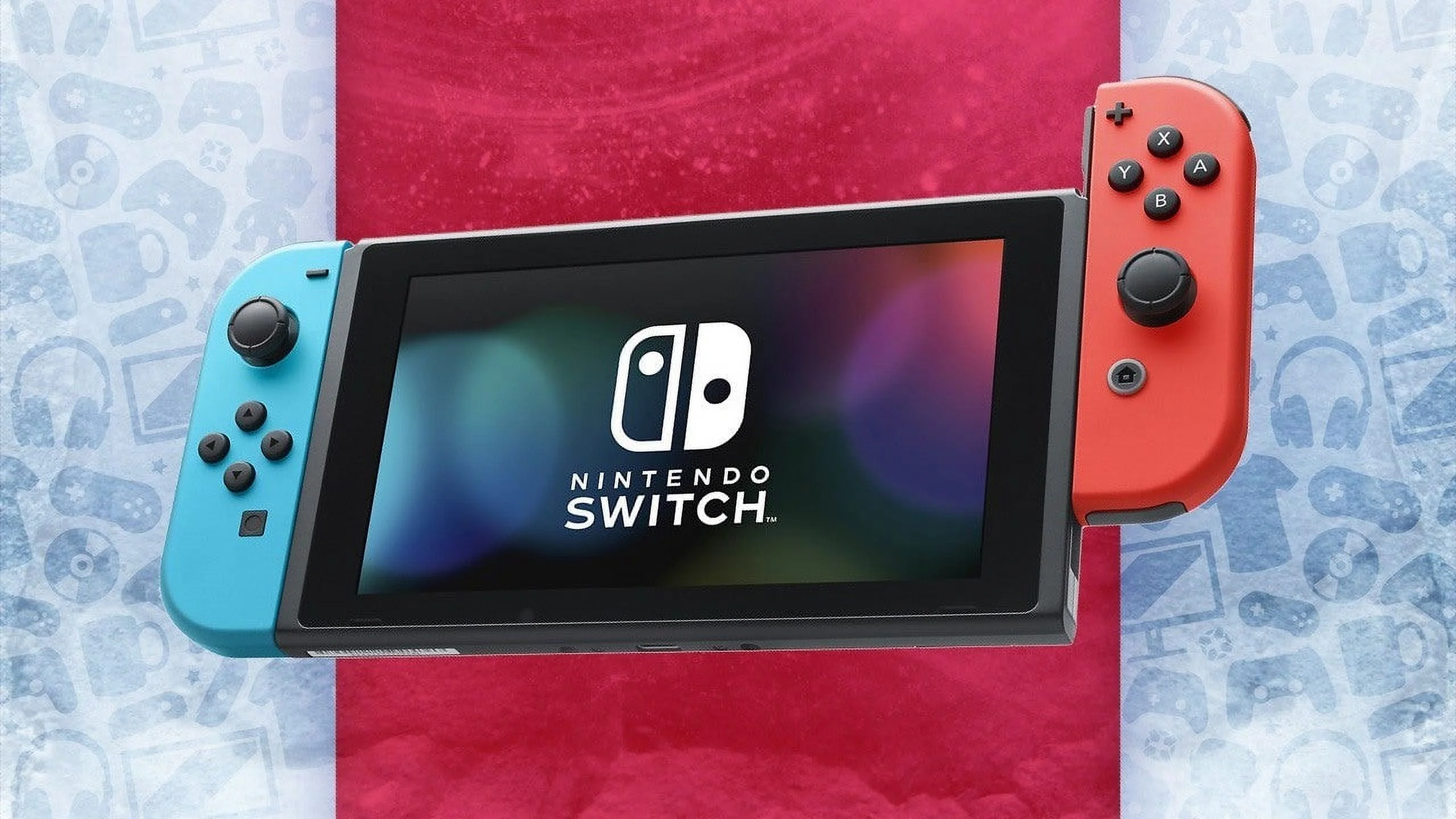 Nintendo Switch OLED Model Neon Red and Blue Joy Con 64GB Console HD Screen and LAN-Port Dock with Luigi's Mansion 3 and Mytrix Accessories 2021 New