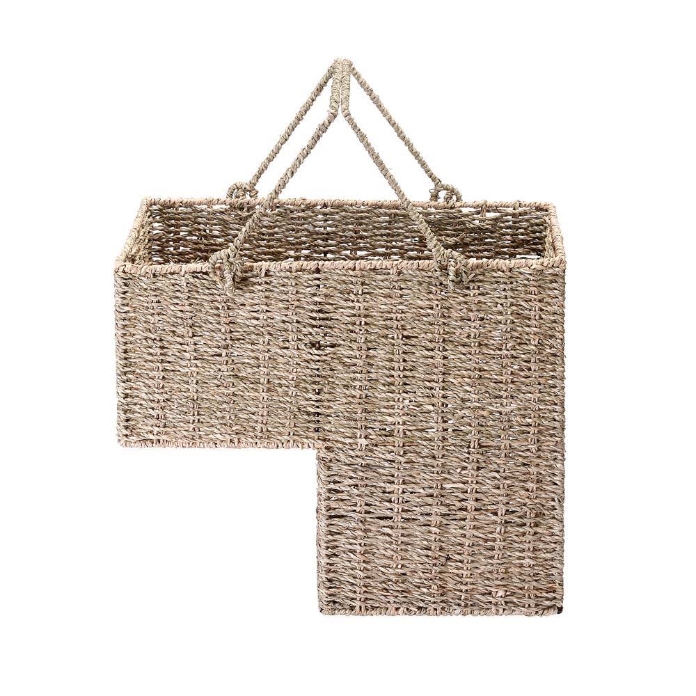 Villacera 14-inch Wicker Stair Case Basket with Handles | Handma