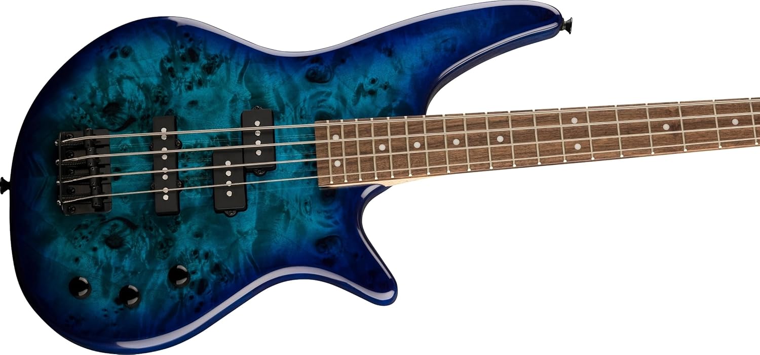 Jackson JS Series Spectra Bass JS2P (Laurel Fingerboard, Blue Burst) Bundle with Jackson Gig Bag and Strings (3 Items)