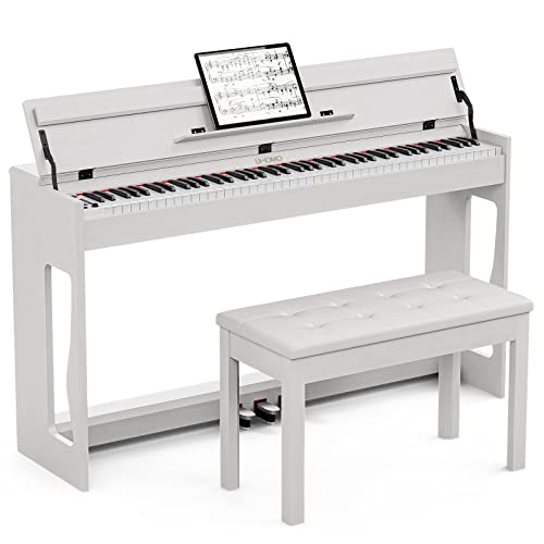 UMOMO 88 Weighted Key Digital Piano with Duet Piano Bench, Beginner Keyboard Piano Full Size Heavy Hammer Weighted Action Electric Piano Keyboard with USB MIDI, Black