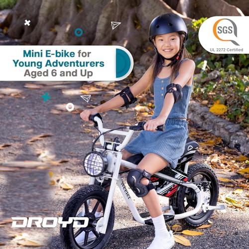 Weeler Electric Mini Bike - Electric Bike for Kids Ages 6 & Up - 200W Electric Bike w 6.2-10MPH up to 8 Miles - E Bike for Kids up to 45 Mins Run Time w 14in Tire, 24V 8Ah Battery