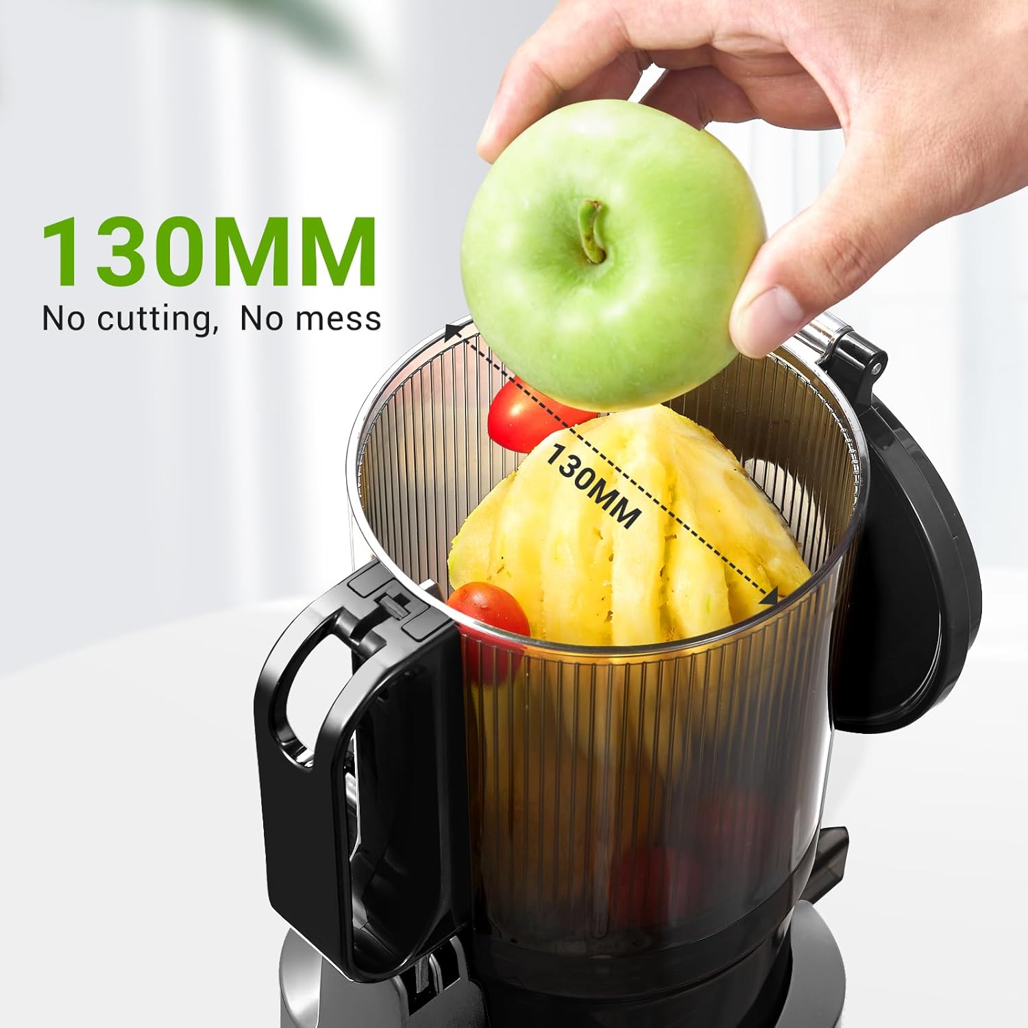 Juicer Machines, AMZCHEF 5.3-Inch Self-Feeding Masticating Juicer Fit Whole Fruits & Vegetables, Cold Press Electric Juicer Machines with High Juice Yield, Easy Cleaning, BPA Free, 250W