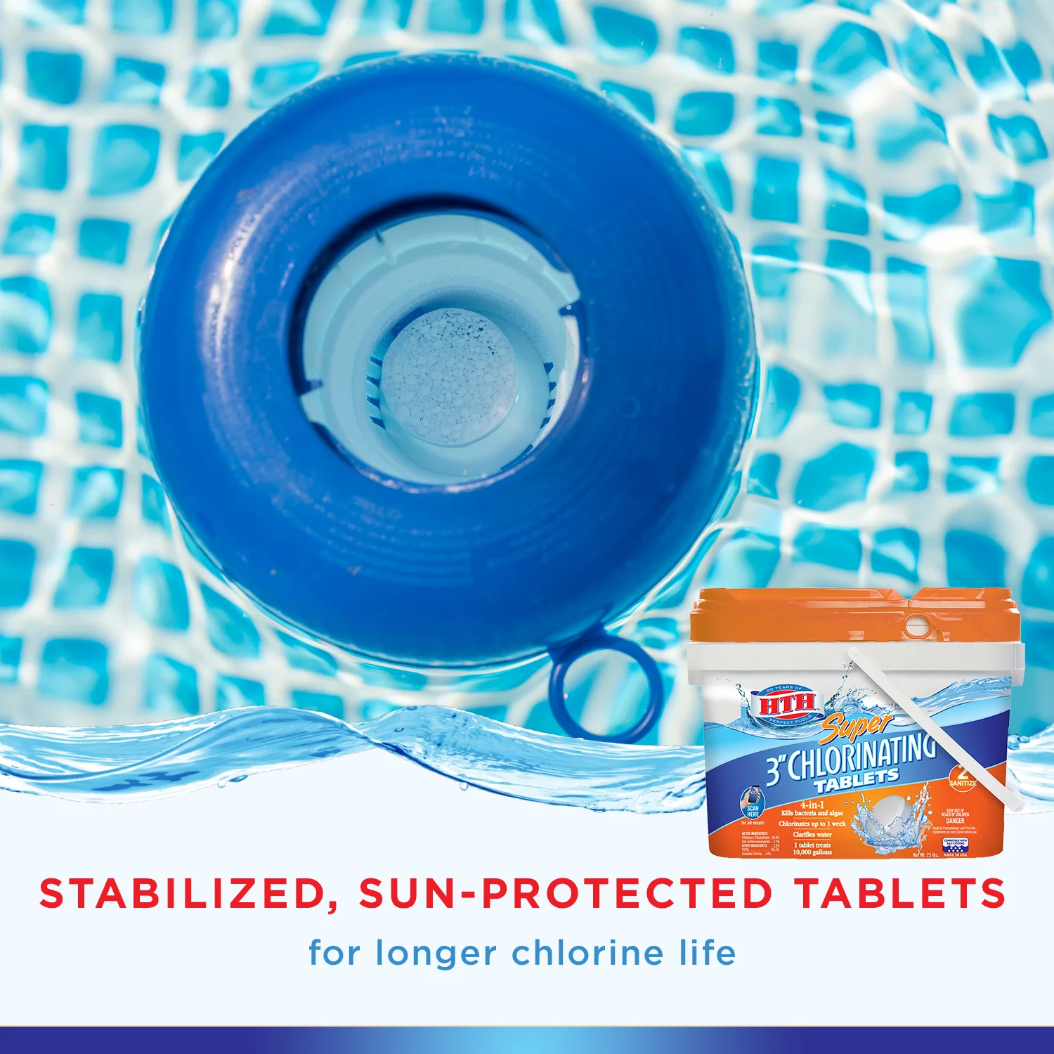 HTH Super 3 Inch Chlorine Tablets for Pool, Pool Chemicals, 25 lbs