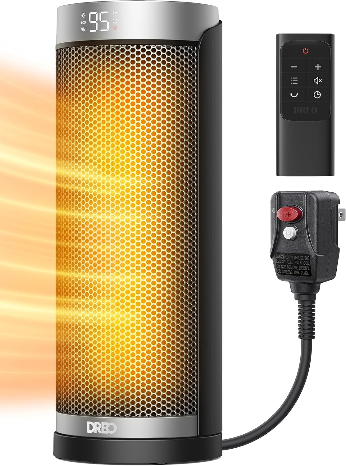 Dreo Space Heater for Bathroom and Indoor, 70°Oscillating & Space Heater Indoor, 25" 11.5ft/s Fast Portable Room Heater with Remote and Thermostat, 3 Modes, Overheating