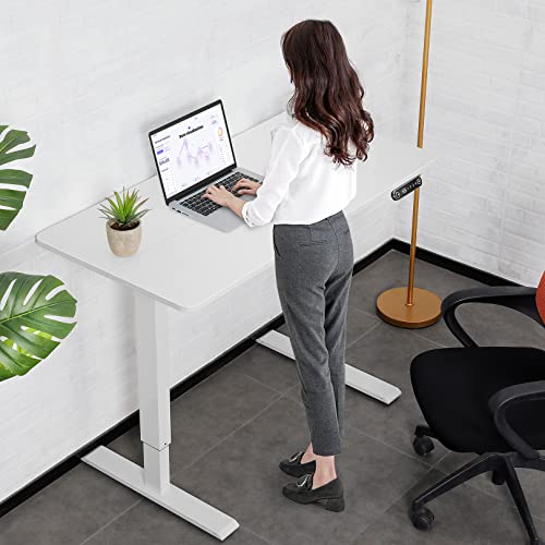 farexon Electric Standing Desk 55 x 24In with Charging Station, Stand up Desk with Oversized Mouse Pad, 2 USB Ports & 3 Power Outlets, 4 Caster, 4 Preset Heights Easy to Set（Brown）