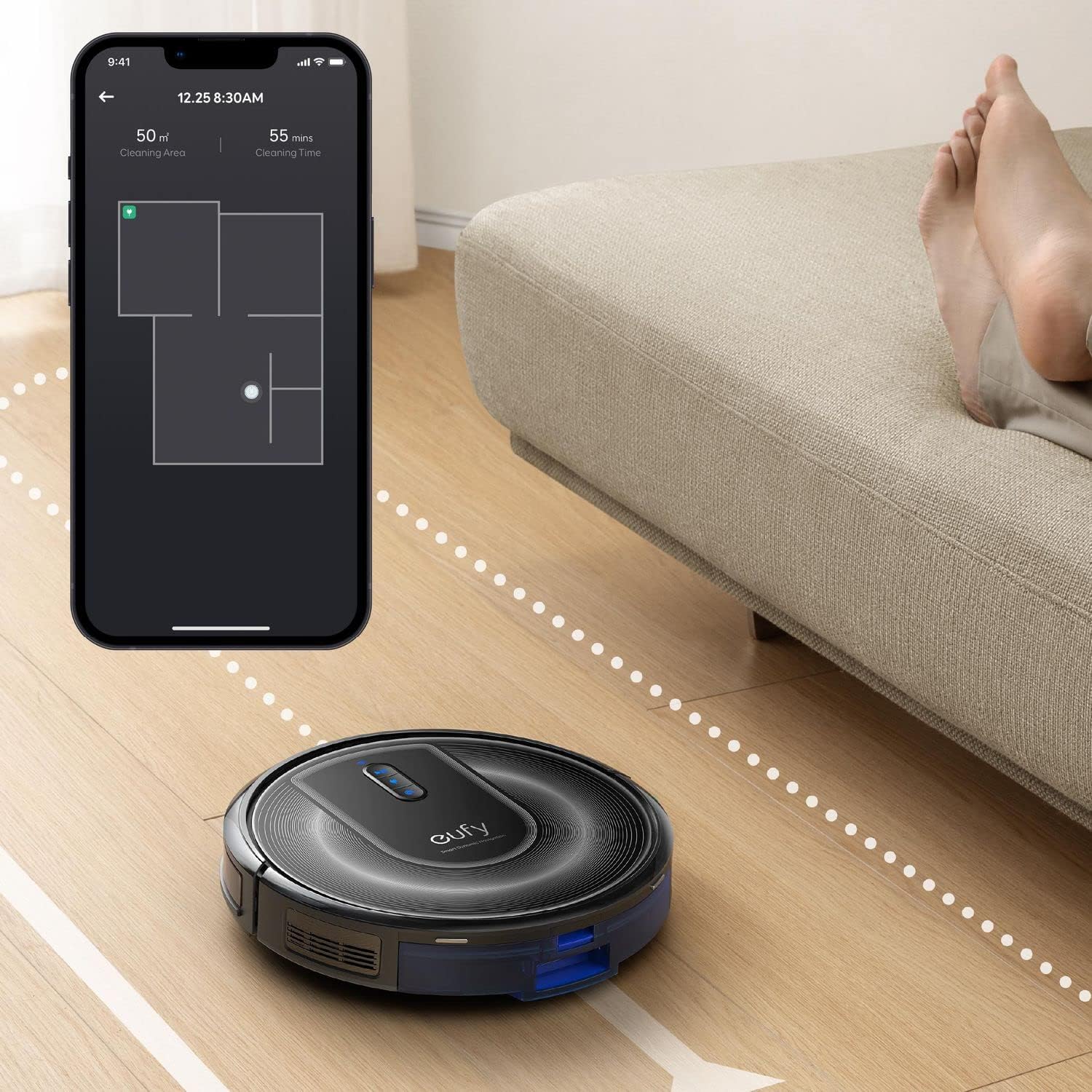 eufy RoboVac G35+ Robot Vacuum with 45-Day Auto-Empty Station, 2500Pa Suction Power (Renewed)