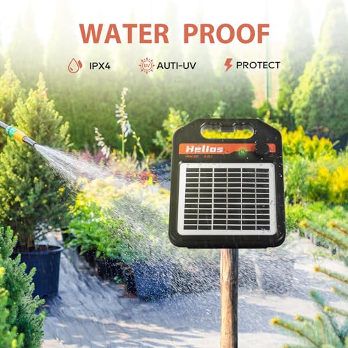 MINI250 15 Miles Solar Electric Fence Charger, 0.25 Joule Solar Fence Charger for Livestock, Pigs, Horses, Cattle Sheep, Solar Powered Electric Fence with Day or Night Mode, Easy Installation