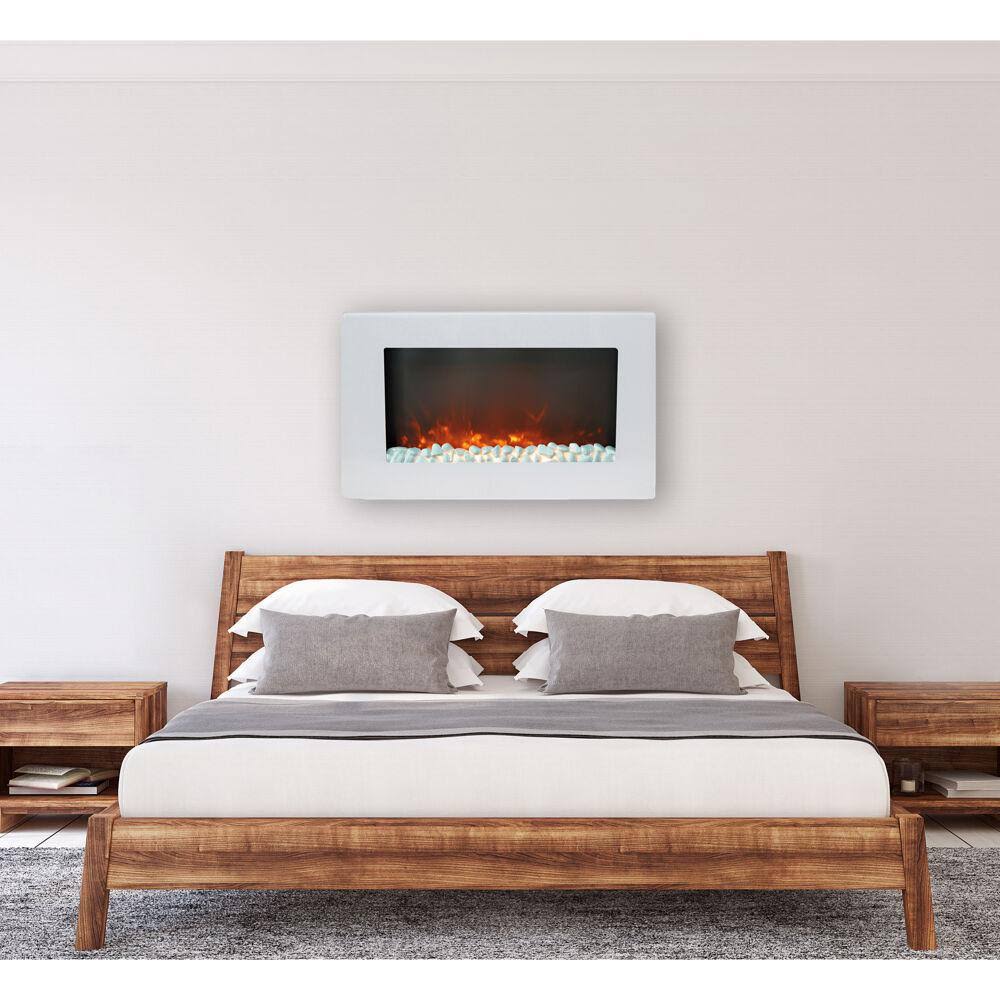 Cambridge Callisto 30 in. Wall-Mount Electric Fireplace with Crystal Rock Display - White