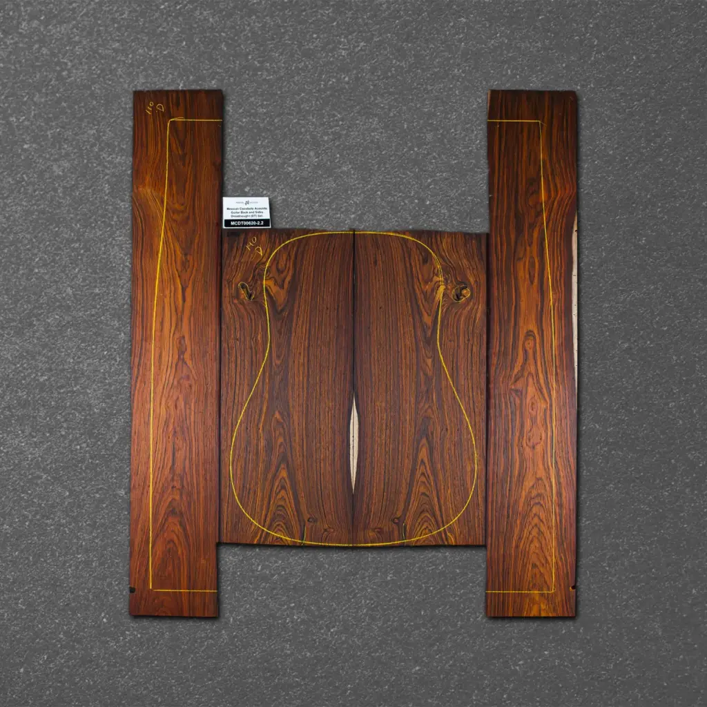 Mexican Cocobolo Acoustic Guitar Back and Sides Dreadnought (DT) Set. – MCDT000620-2.2 - Curated Treasures Market
