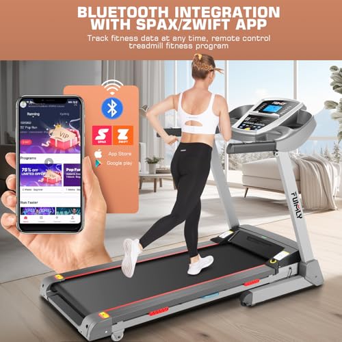FUNMILY Treadmill with Auto Incline 13%, Foldable Treadmills for Home/Office/Gym, 300 lbs Weight Capacity, Walking Pad Running Machine with Shock Absorbent, Built-in Speaker, Smart App, LCD Display