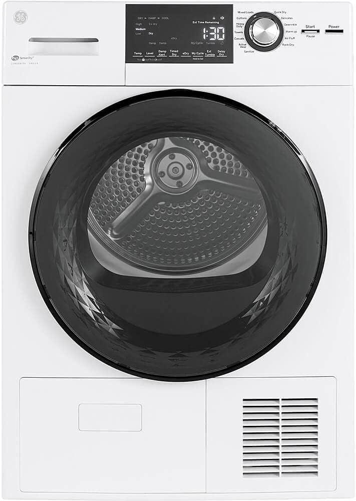 GE® 24" 4.1 Cu.Ft. Front Load Ventless Condenser Electric Dryer with Stainless Steel Basket