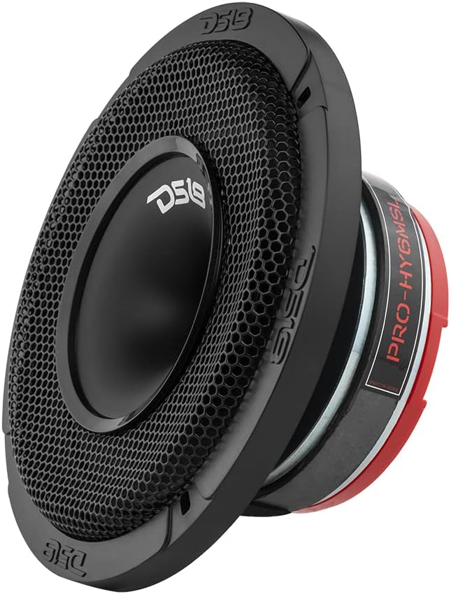 DS18 PRO-HY6MSL 6.5" Shallow Hybrid Mid-Range Car Audio Loudspeaker with Built-in Driver with Built-in Driver and Grill Included 300W Max 150W RMS 8 Ohms (1 Speaker) Pack of 2