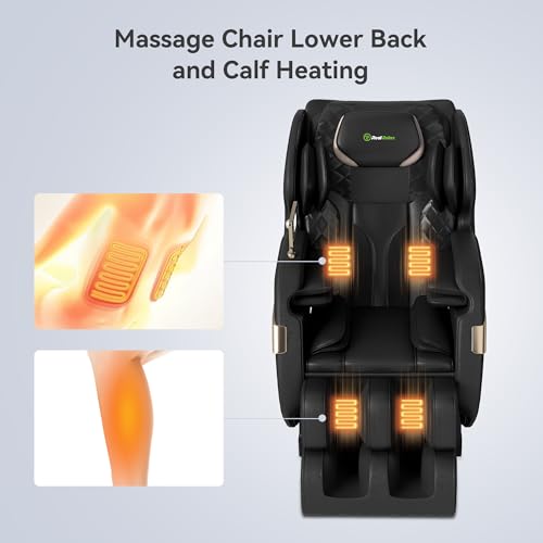 Real Relax 2025 Dual Core S Track Massage Chair,Full Body Airbags Massage Recliner,Zero Gravity with APP and LCD Control,Lower Back and Calf Heating,Foot Roller,Bluetooth,Home or Office Use,Black