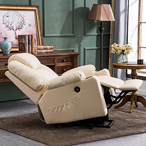 MCombo Power Lift Recliner Chair for Elderly, Lift Chair with Heat and Massage, FSC Certified, USB Ports, Cup Holders, Faux Leather 7040 (Black, Medium)