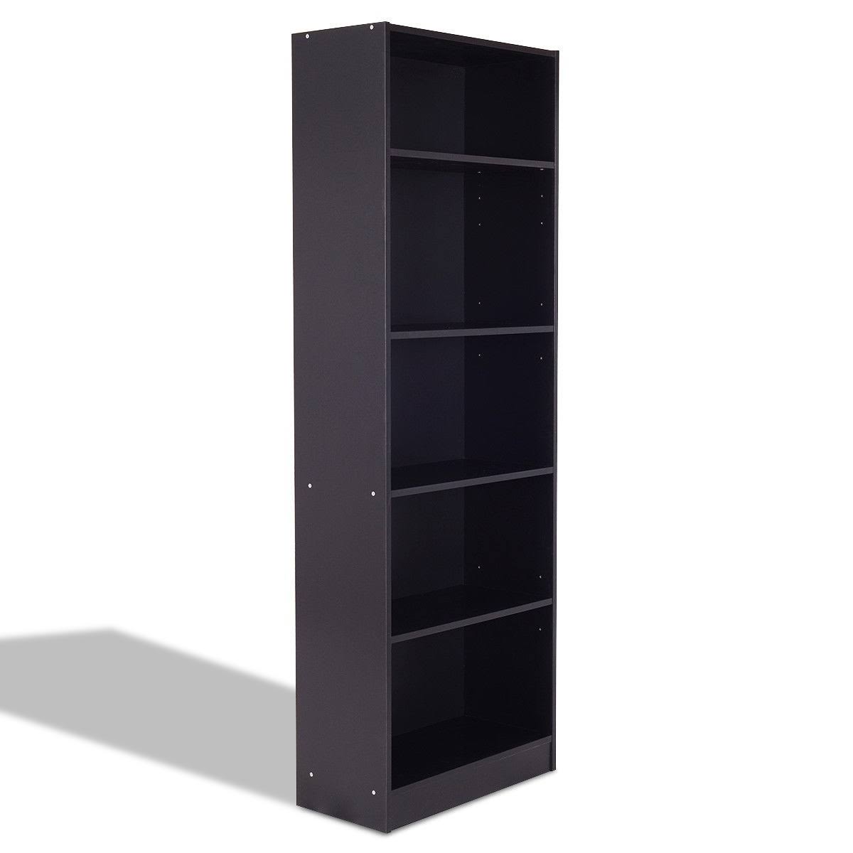 Modern 5 Tier Storage Media Shelf Cabinet Bookcase