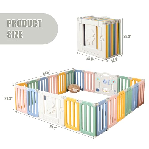 Baby Play Pen, Foldable Play Pens for Babies and Toddlers, 22 Panels Extra Large Baby Playpen, Astronauts Portable Baby Fence, Baby Gate Playpen, Baby Play Yard - Grey