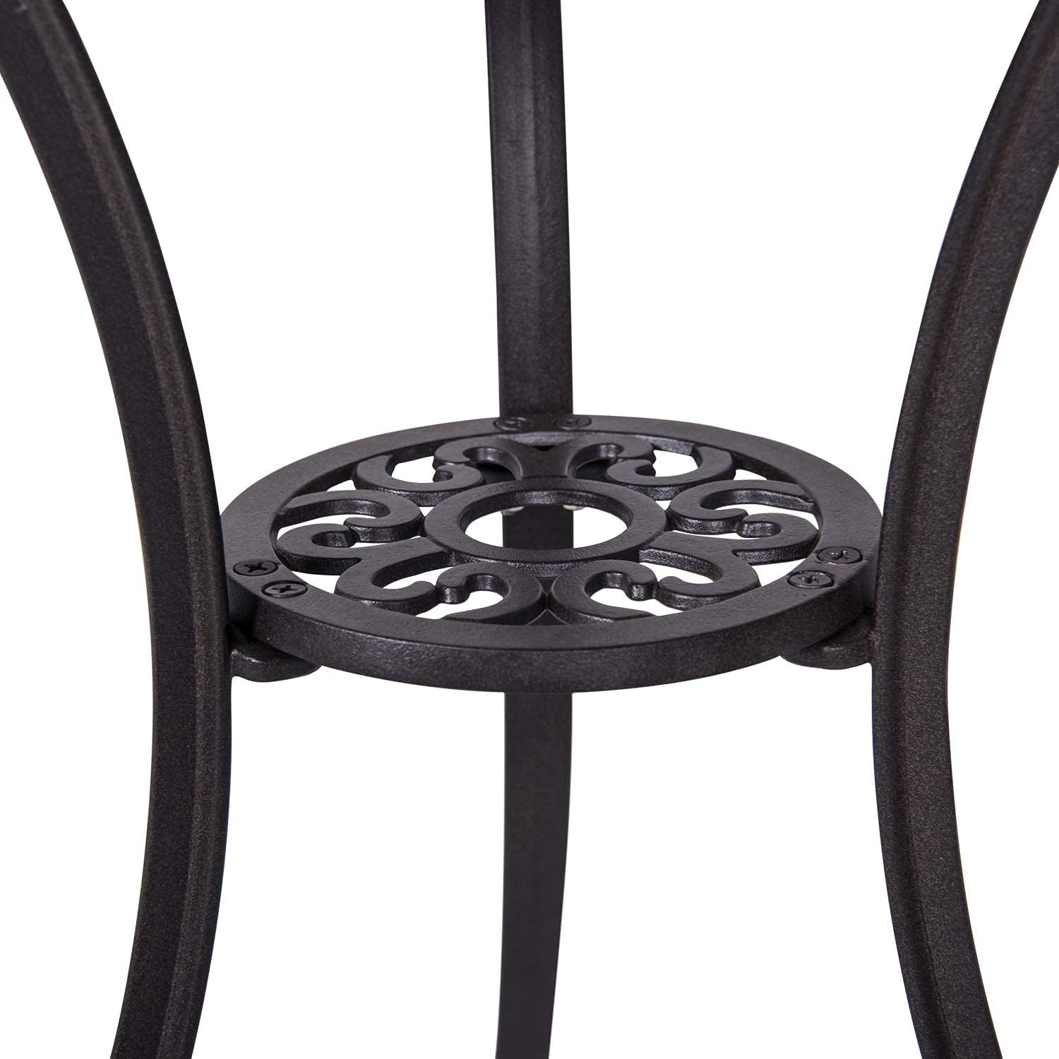 Nuu Garden 3 Piece Patio Bistro Table Set, Cast Aluminum Outdoor Patio Bistro Set Weather Resistant Chairs and Table with Umbrella Hole for Yard, Balcony, Antique Bronze