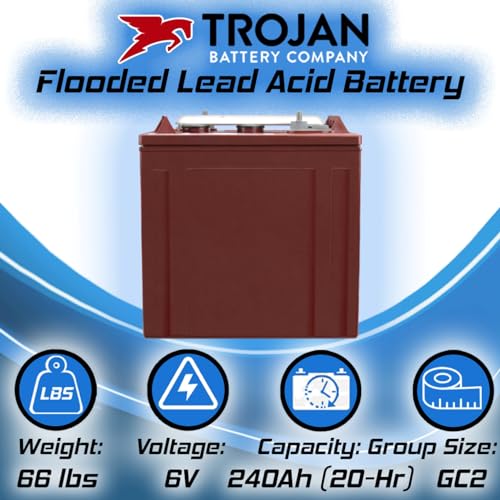 Trojan T-125 240Ah, 6V Deep Cycle Battery - 6 Pack