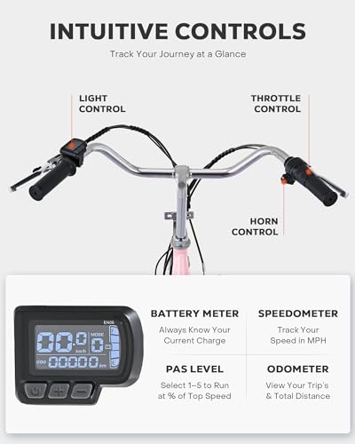 Viribus Electric Tricycle for Adults, Electric Trike 250W(Peak 500W) with 468Wh Removable Battery, Motorized Adult Tricycle, 3 Wheel Electric Bike for Seniors, E Trikes 330 lb. Rosy 24 in