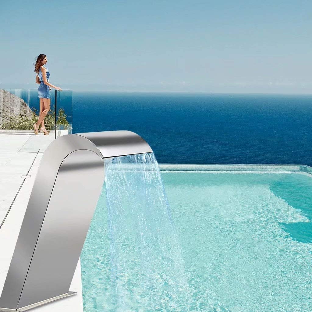 Garden Stainless Steel Waterfall Fountain Cascade Swimming Pool Fountain for Inground Pools Waterfalls Sheer Water Feature
