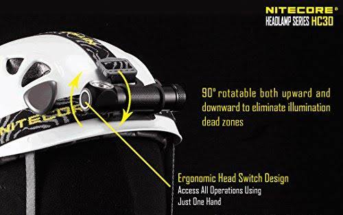 Nitecore Hc30 1000 Lumens Rechargeable LED Headlamp with 2 x 2300 mAh 18650 Batteries, I2 Smart Charger, Car AC Adapter, and Lum