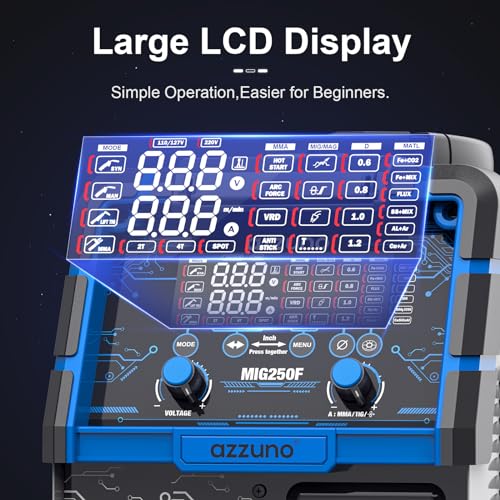 AZZUNO 200A MIG Welder,110V/220V Dual Voltage multiprocess welder,Gas Gasless MIG Welding Machine,4 in 1 Flux MIG/Solid Wire/Lift TIG/Stick ARC Welder (Grey)
