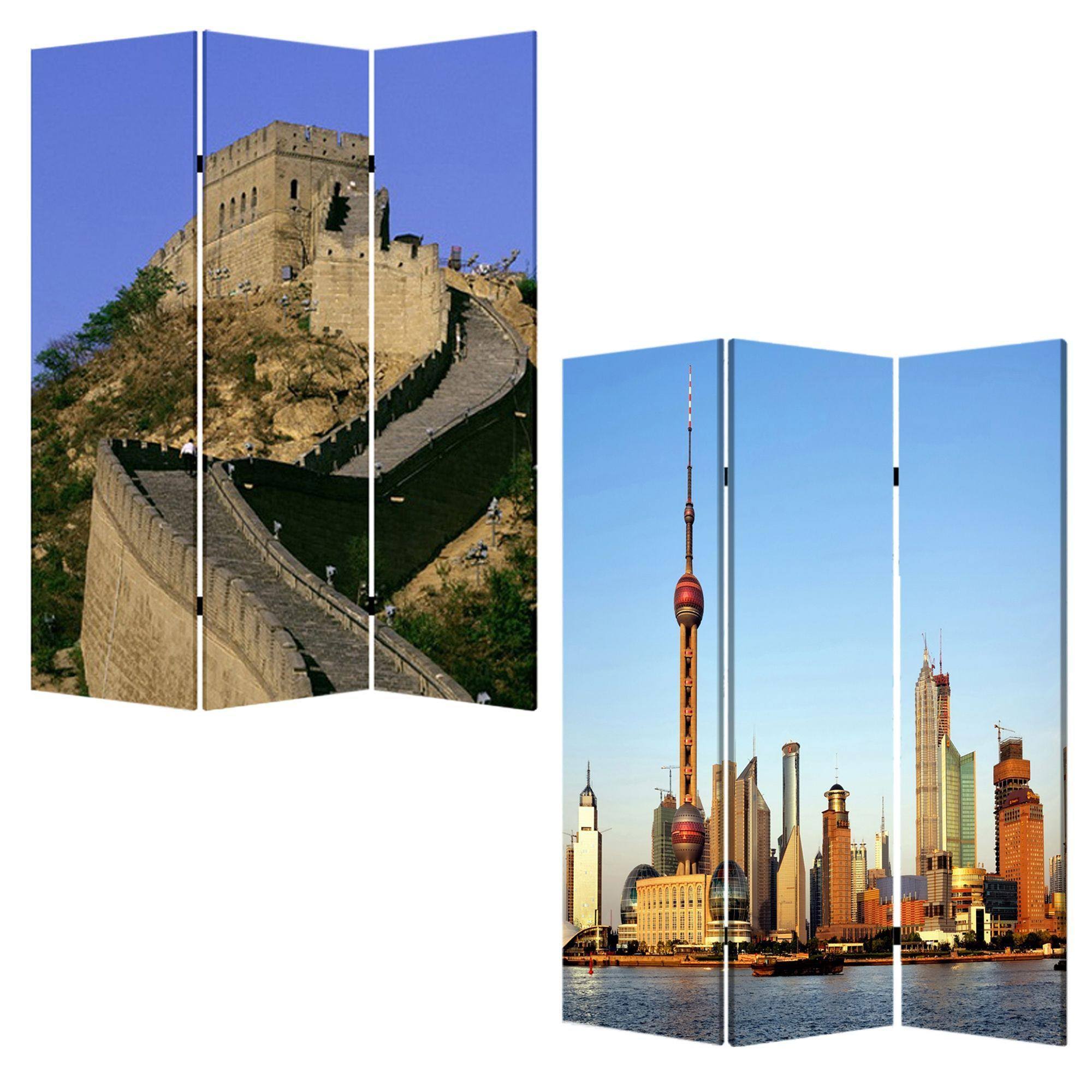 1x22 x 48x22 x 72x22 Multi Color Wood Canvas China Screen