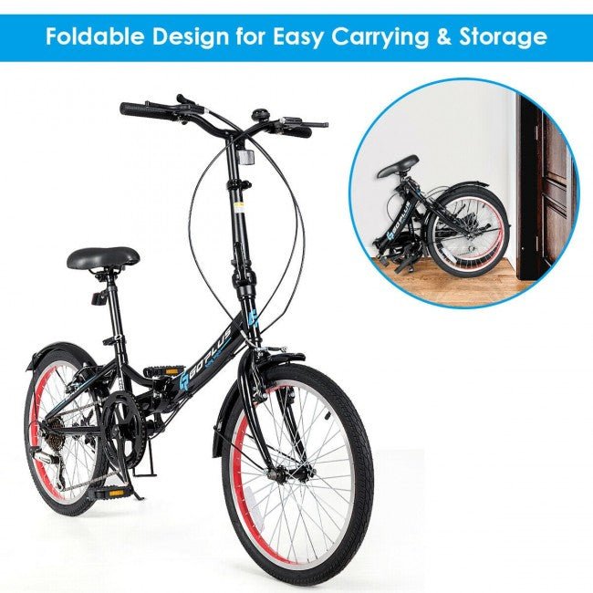 Lightweight 20 Inch Folding Bicycle W/ 7-Speed Drivetrain