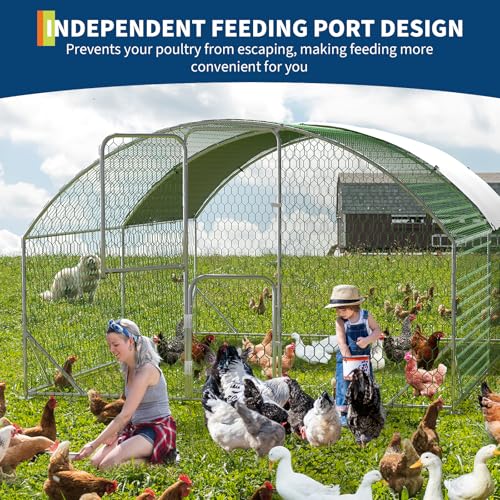 Large Metal Chicken Coop Run, Chicken Run for Yard with Cover, Large Chicken Run, Walk-in Poultry Cage,Chicken Coop for Chickens, 20 Hens, Ducks, Rabbits-9.8'W x 6.5'D x 6.5'H