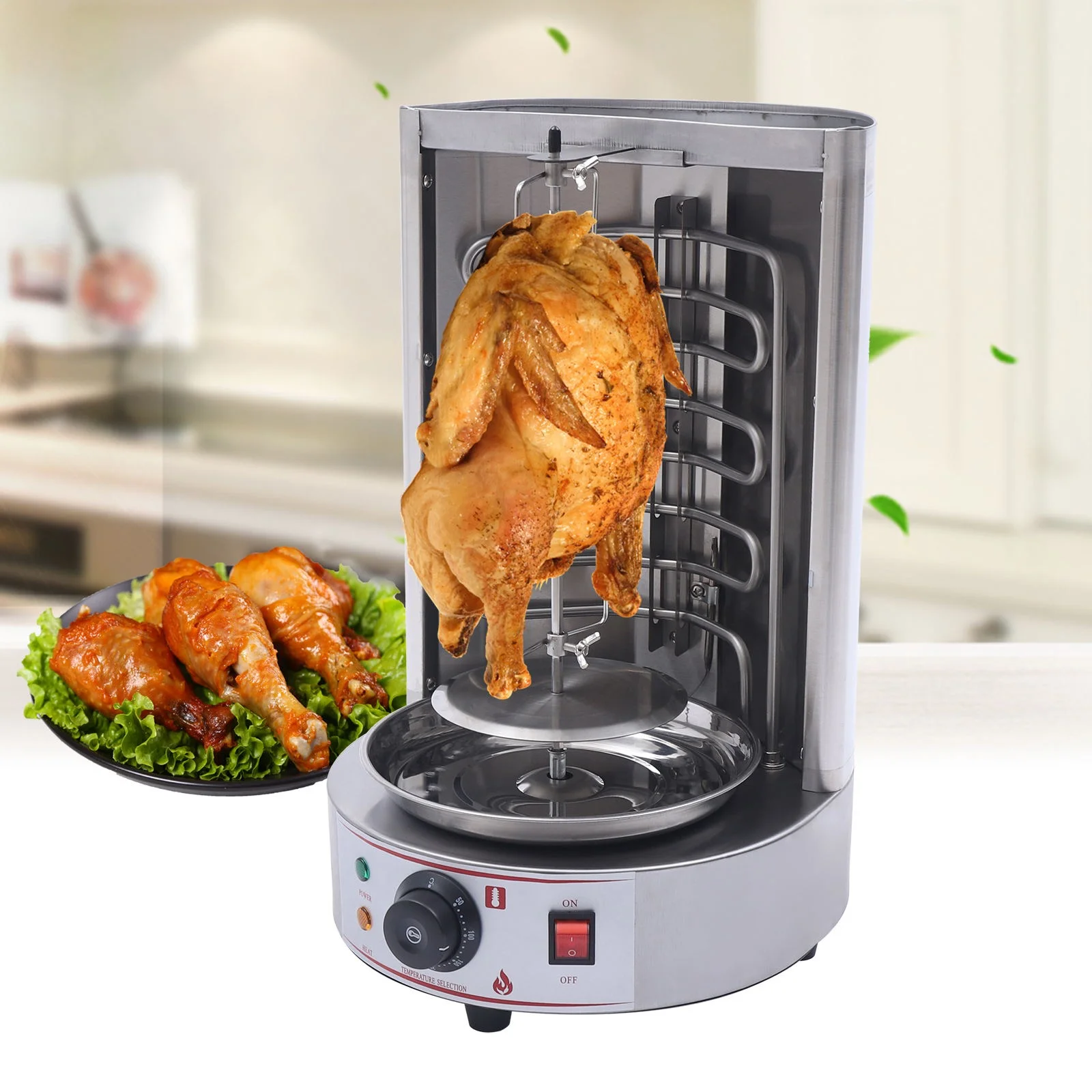 Oukaning 3000W Vertical Broiler Shawarma Machine Kebab Gyro Grill Machine 2 heating pipes