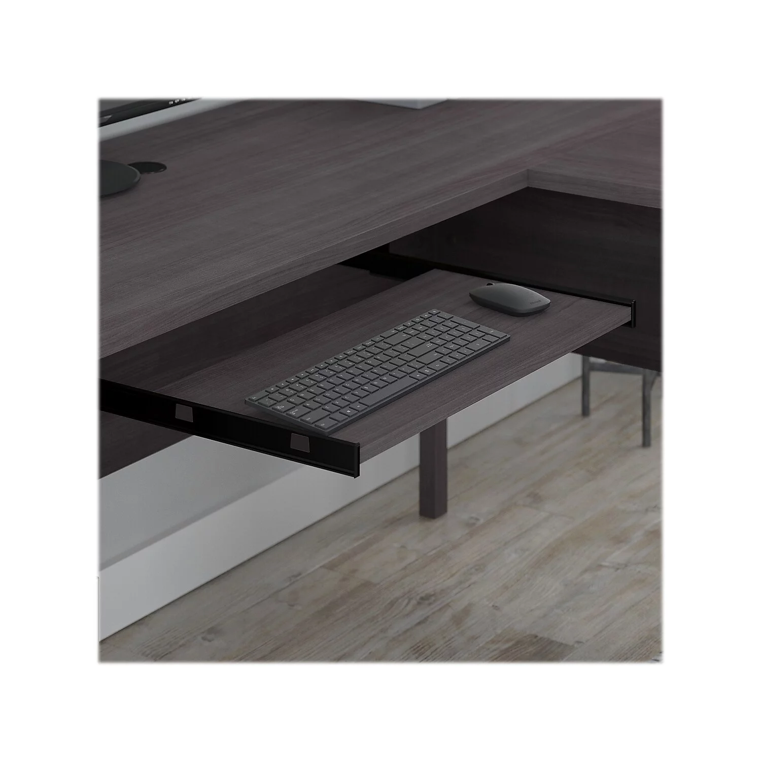 Somerset 72W L Shaped Desk Set with Storage in Storm Gray - Engineered Wood