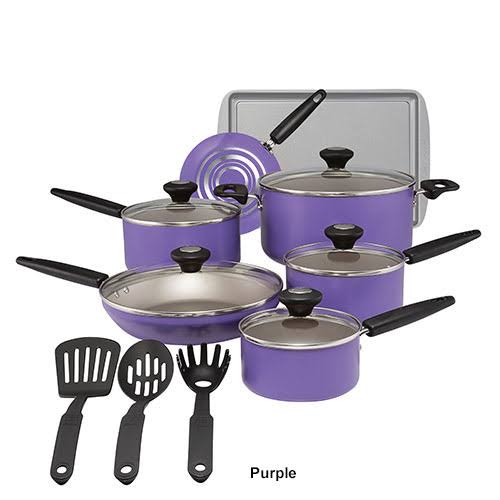 Silverstone Culinary Colors Aluminum 15-Piece Nonstick Cookware Set (Red)