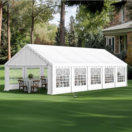 GREEN PARTY 20x40FT Party Tent Heavy Duty, Large Wedding Event Shelters with 7 Carry Bags & Removable Sidewalls, Outdoor Canopy Gazebo Commercial Tents for Parties Carport Camping Garden Patio
