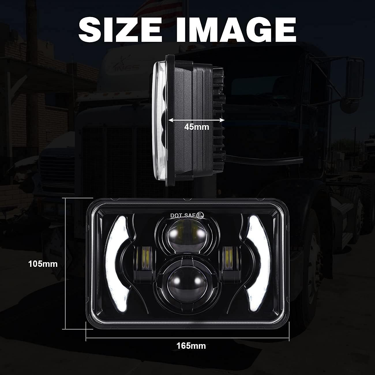 4pcs 80W 4x6 Inch LED Headlights with DRL Turn Singal Hi/Lo Sealed Beam Rectangular Replacement H4651 H4652 H4656 H4666 H6545 Compatible with Turcks Peterbilt Kenworth Freightinger Oldsmobile Cutlass