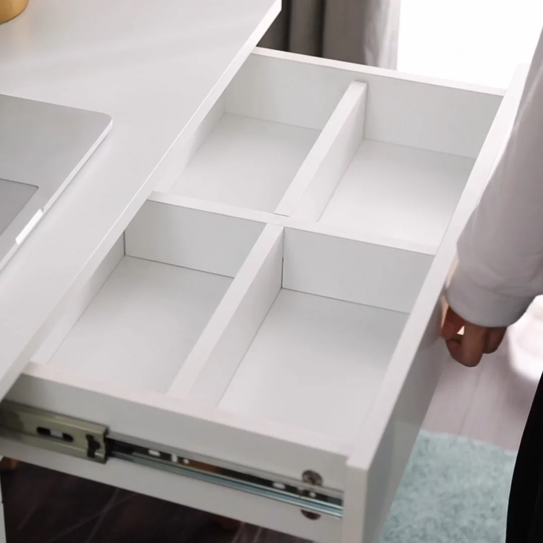 White Vanity Makeup Desk with Drawers,Dressing Table with Storage(Without Mirror & Stool)