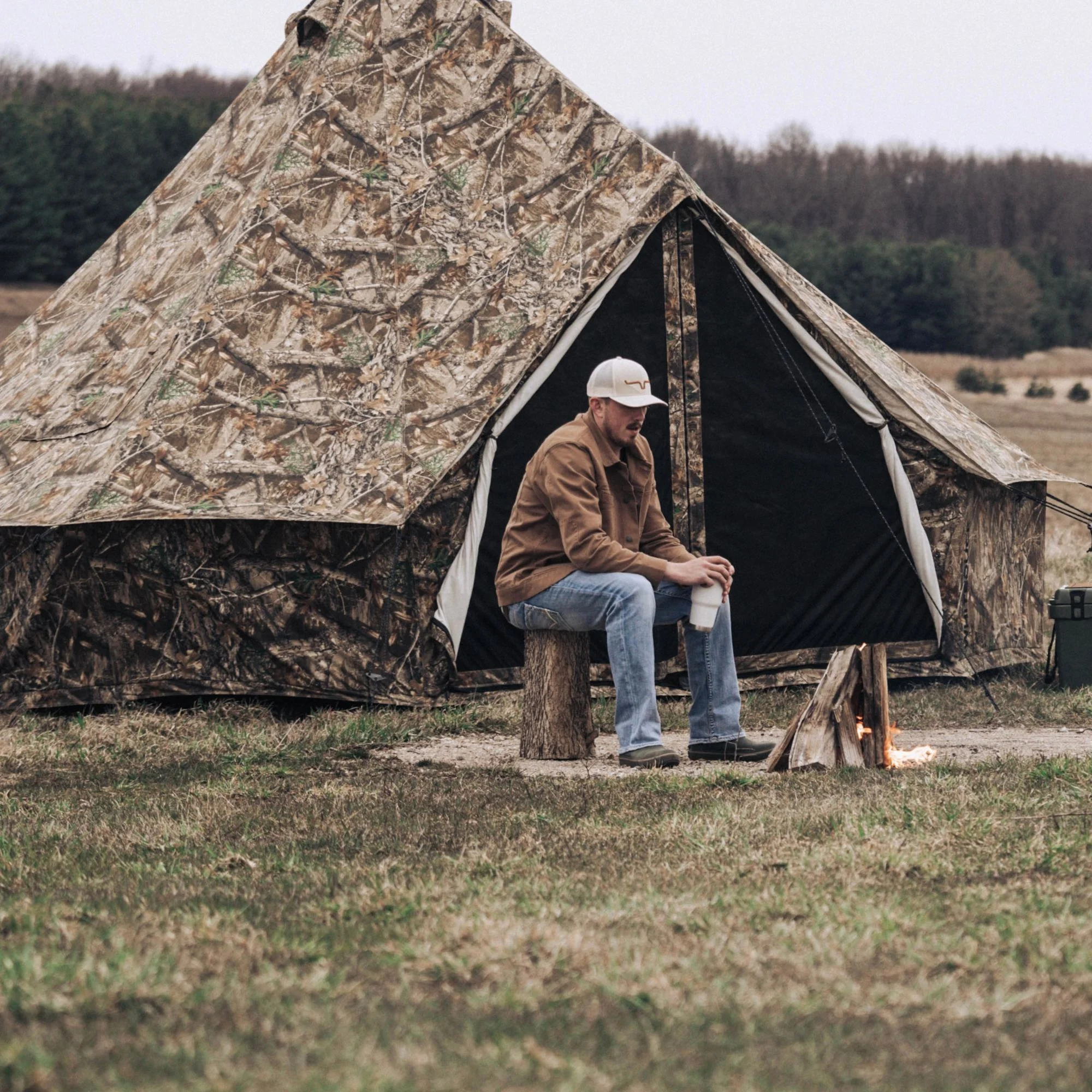 WHITEDUCK Regatta Canvas Bell Tent w/Stove Jack, Sandstone Beige, 13', Water Repellent 4-Season Camp