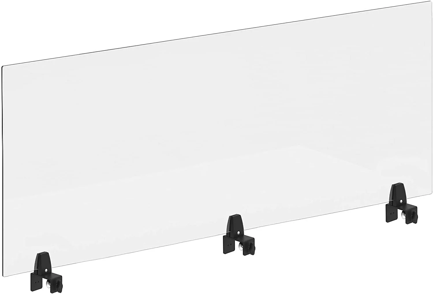 Clear Cubicle Wall Extender | Single 60 In X 30 In Panel | Clamp On Shield & Sneeze Guard | Portable Desk Divider For Desk Walls & Cubicles | For Offices, Libraries & More