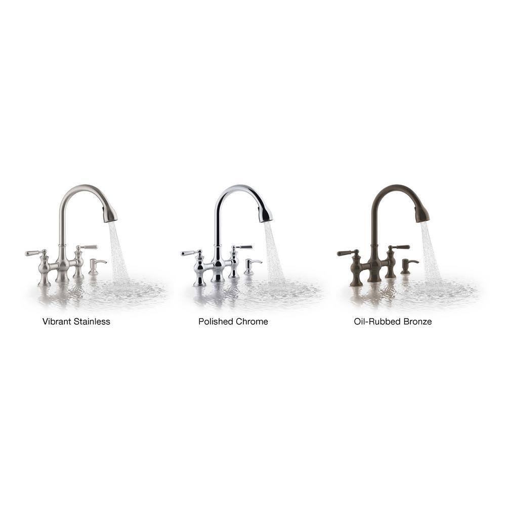 Kohler Capilano 2-Handle Bridge Farmhouse Pull-Down Kitchen Faucet with Soap Dispenser