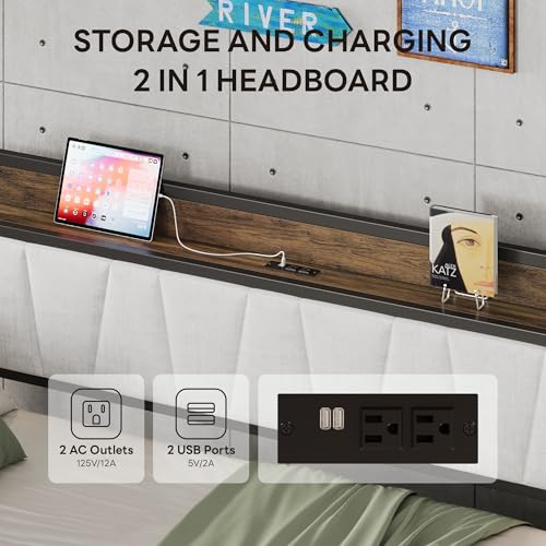 LIKIMIO Daybed with Trundle Bed, Twin Bed Frame with Storage Headboard and Charging Station, Sofa Day Bed with Strong Supports for Living Room, Bedroom, and Guest Room, Grey